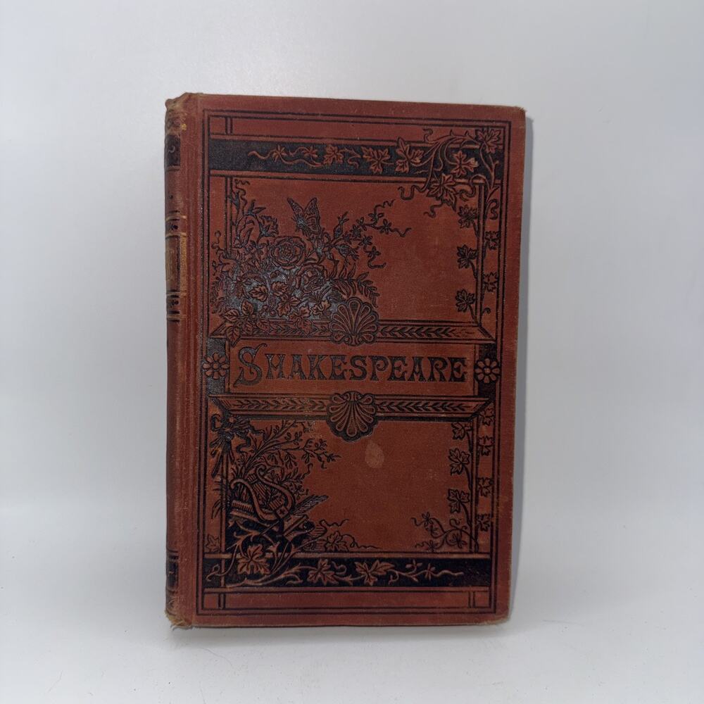 Antique 1800s Works of Shakespeare Gold Edged Pages Ornate Cover Rough Condition